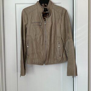 Distressed Genuine Leather Jacket by Laundry, Size Large - Pants sold separately